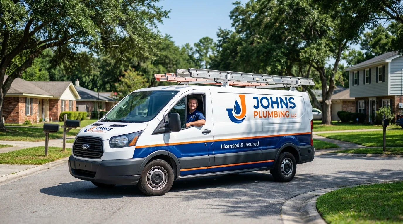 Johns Plumbing LLC service van in Benwood, WV