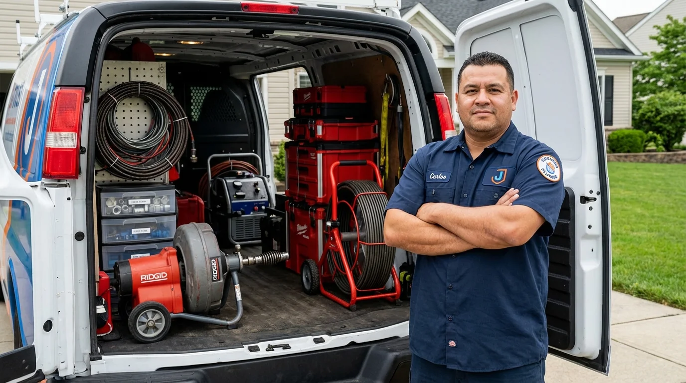 Professional drain cleaning equipment and Johns Plumbing LLC plumber in Benwood