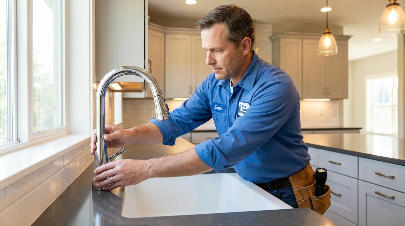 Kitchen faucet installation by Johns Plumbing LLC in Benwood