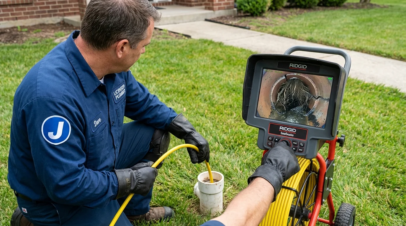 Sewer camera inspection being performed by Johns Plumbing LLC in Benwood